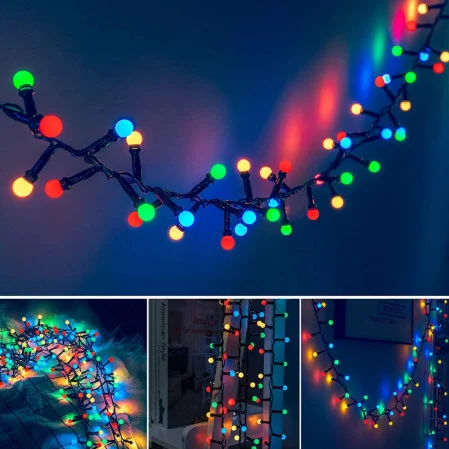 Instalatie bilute Cluster bila 480 LED Multicolor 10 m Interconectabil, 8 jocuri de lumini [1]
