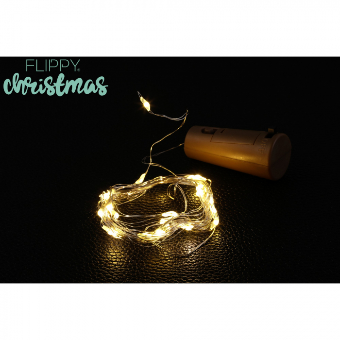 Instalatie Craciun, 1 metru, 10 LED-uri, alb cald,cu baterii,fir cupru, liniar, interior/exterior, Flippy [5]
