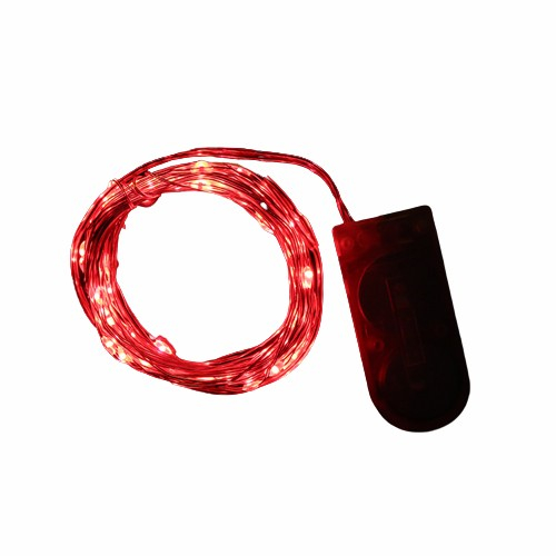 Instalatie Craciun, 1 metru, 10 LED-uri, Rosu, cu baterii, fir cupru, liniar, interior/exterior, Flippy [3]