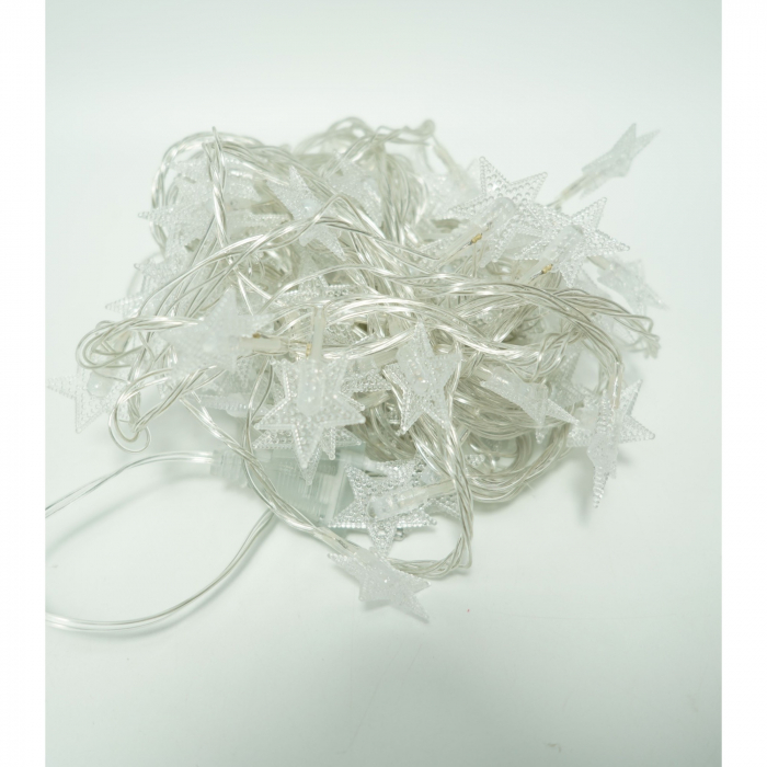 Instalatie Craciun, 10 M, 100 de LED-uri, alb-cald, model cu stelute, liniara, cu baterie, interior/exterior, Flippy [6]