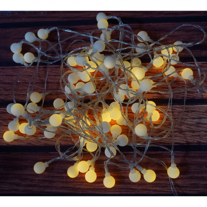 Instalatie Craciun, 10 m, 80 de LED-uri, alb-cald, model cu stelute, liniara, cu baterie, interior/exterior, Flippy [3]