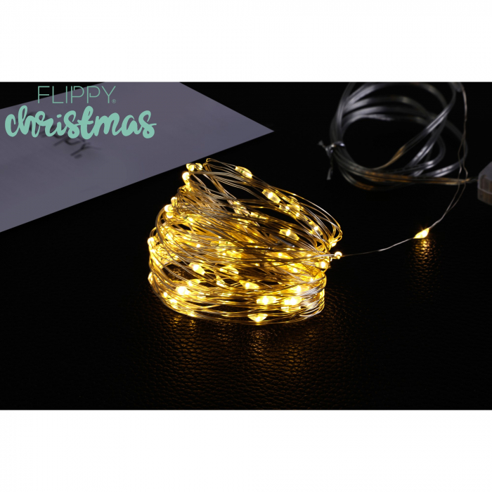 Instalatie Craciun, 10 metri, 100 LED-uri, multicolor RGB, sincronizare muzica, telecomanda 12 de functii, USB, fir cupru, liniar, interior/exterior, Flippy [8]