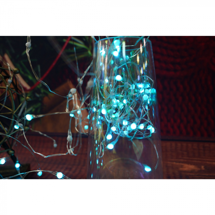 Instalatie Craciun, 10 metri, 100 LED-uri, telecomanda 32 de functii, multicolor RBG, fir cupru, USB, interior, Flippy [4]