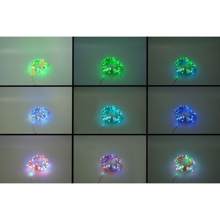 Instalatie Craciun, 10 metri, 100 LED-uri, telecomanda 32 de functii, multicolor RBG, fir cupru, USB, interior, Flippy [6]