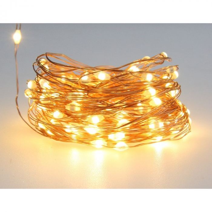 Instalatie Craciun, 100 LED-uri, 12 metri, pentru exterior cu incarcare solara, alb cald, Flippy [5]