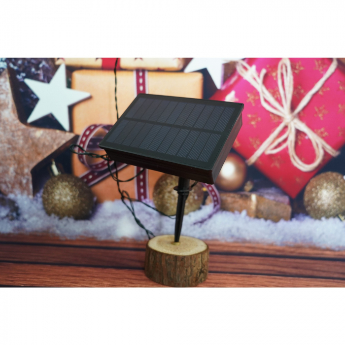 Instalatie Craciun, 12 metri, 100 de LED-uri, alb cald, cu energie solara, fir de cupru, liniar, interior/exterior, Flippy [9]