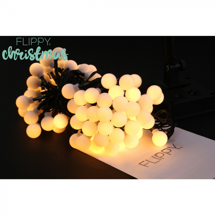 Instalatie Craciun, 12 metri, 100 de LED-uri cu ornament tip Bulb, 8 jocuri de lumini, alb cald, cu energie solara, liniar, interior/exterior, Flippy [4]