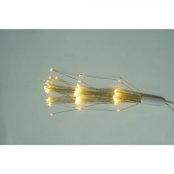 Instalatie Craciun, 150 LED-uri, alb cald, telecomanda 8 functii, cu baterii, explozie fireworks, fir cupru, interior/exterior, Flippy [4]