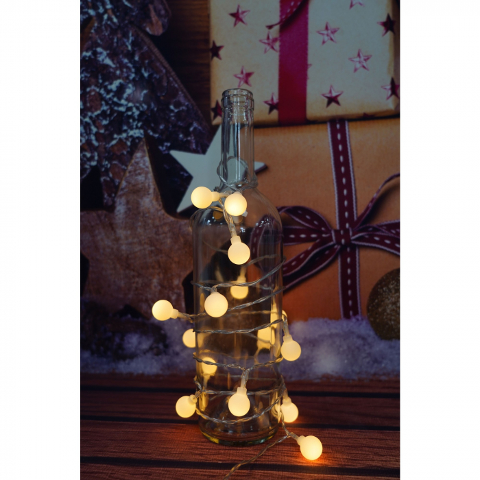 Instalatie Craciun, .3 m, 20 de LED-uri, alb-cald, model cu bilute, liniara, cu baterie, interior/exterior, Flippy [4]