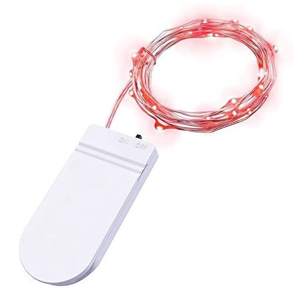 Instalatie Craciun, 2 metri, 20 LED-uri, Rosu, cu baterii, fir cupru, liniar, interior/exterior, Flippy [1]