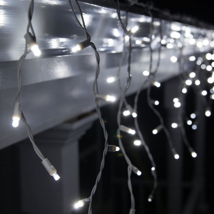 Instalatie Craciun, 20 m, 572 Led-uri ,Franjuri, Alb rece, Flash, Transformator cu telecomanda, Interconectabila, Prelungitor 5 m inclus, Fir Negru, Flippy [8]