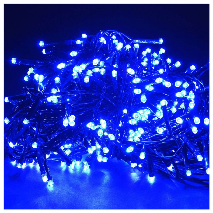 Instalatie Craciun, 20 m, 572 Led-uri ,Franjuri, Albastru, Flash, Transformator cu telecomanda, Interconectabila, Prelungitor 3 m inclus, Fir Negru, Flippy [8]