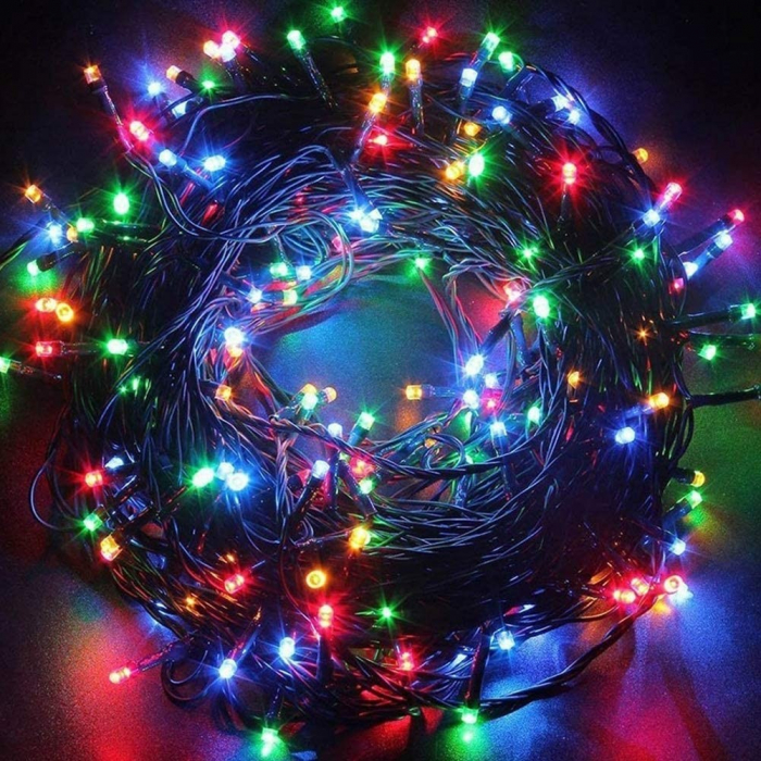 Instalatie Craciun, 20 m, 572 Led-uri ,Franjuri, Multicolor, Flash, Transformator, Interconectabila, Prelungitor 3 m inclus, Fir Transparent, Flippy [2]