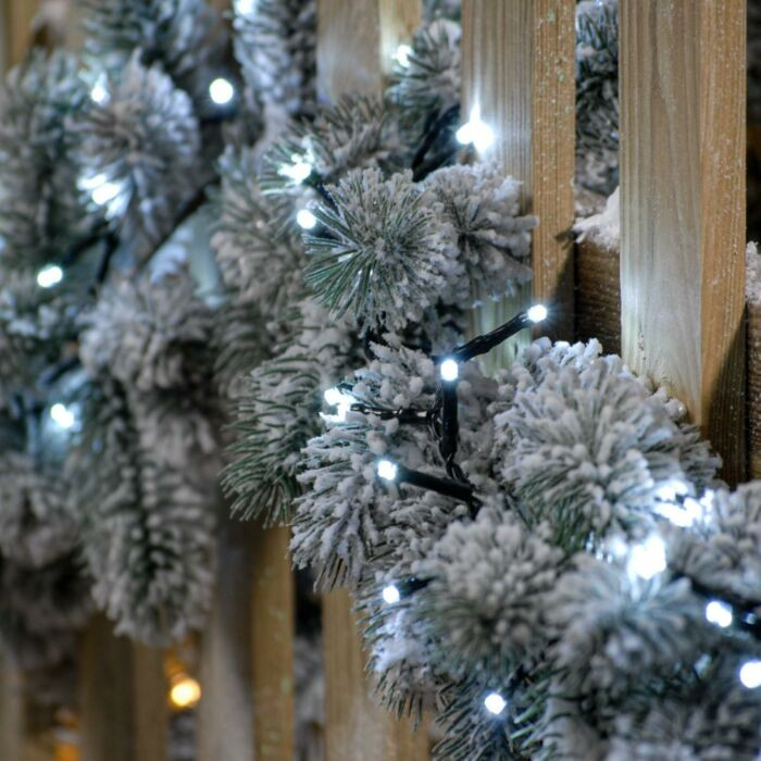 Instalatie Craciun, 20 metri, 200 de LED-uri, Alb Rece, cu energie solara, fir de cupru, liniar, interior/exterior, Flippy [10]