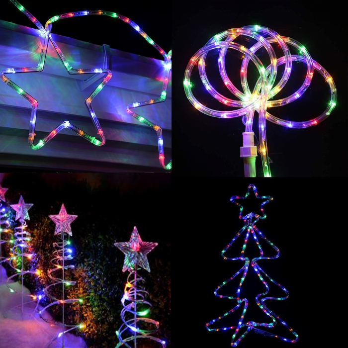 Instalatie Craciun, 24 m, 576 Led-uri, Furtun Luminos, Multicolor, Transformator, Sectionabila, 220 V, Flippy [13]