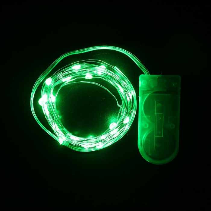 Instalatie Craciun, 3 metri, 30 LED-uri, Verde, cu baterii, fir cupru, liniar, interior/exterior, Flippy [2]