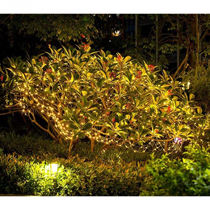 Instalatie Craciun, 300 LED-uri, 32 metri, pentru exterior cu incarcare solara, alb cald, Flippy [4]