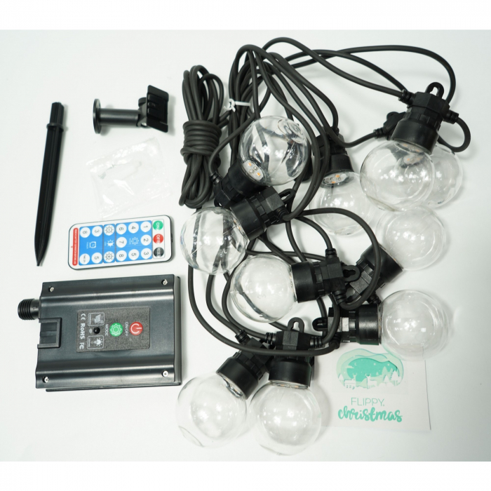 Instalatie Craciun, 5 M, 10 de LED-uri, alb-cald, model cu bulb, liniara, solara, interior/exterior, Flippy [6]