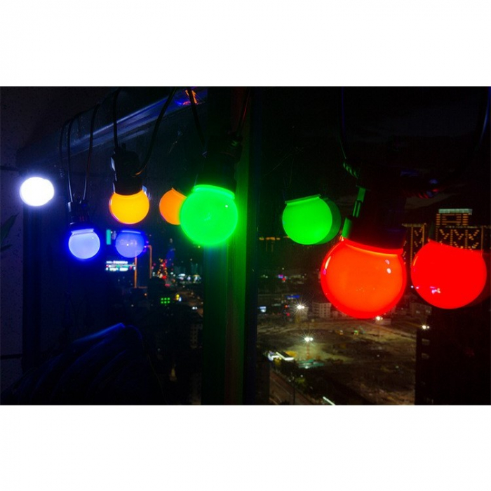 Instalatie Craciun, 5 metri, 10 Becuri LED rotunde, pentru exterior cu incarcare la sursa de curent, Flippy [6]