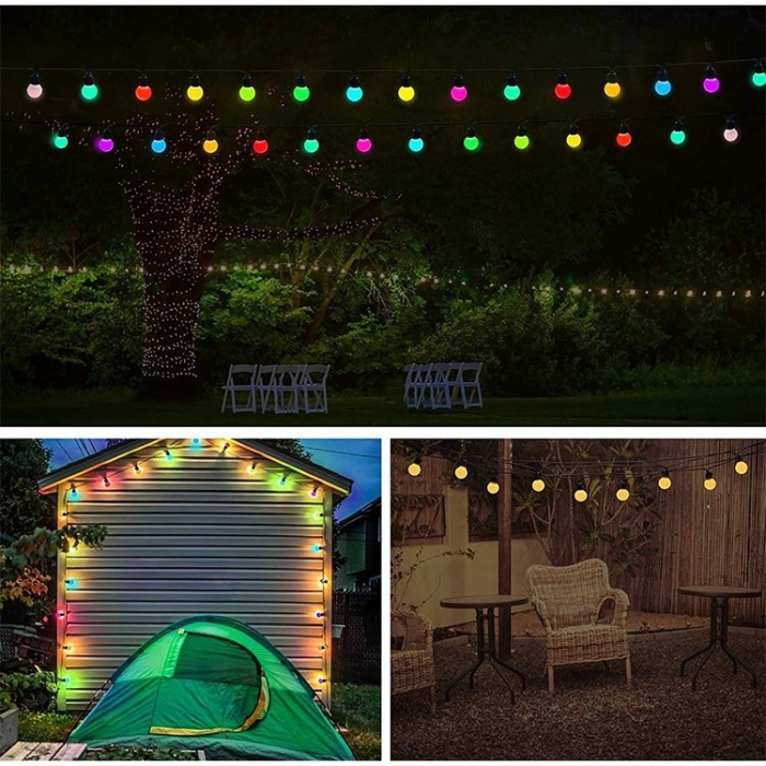 Instalatie Craciun, 5 metri, 10 Becuri LED rotunde, pentru exterior cu incarcare la sursa de curent, Flippy [3]