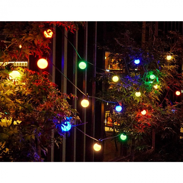 Instalatie Craciun, 5 metri, 10 Becuri LED rotunde, pentru exterior cu incarcare la sursa de curent, Flippy [4]