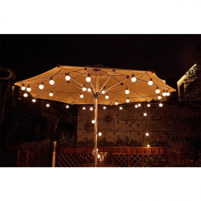 Instalatie Craciun, 5 metri, 10 Becuri LED rotunde, pentru exterior cu incarcare la sursa de curent, Flippy [2]