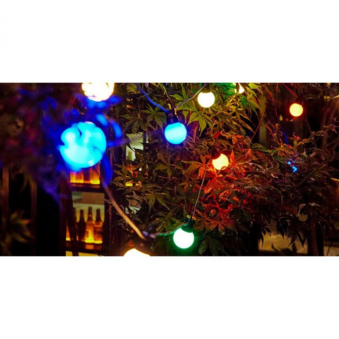 Instalatie Craciun, 5 metri, 15 Becuri LED rotunde, pentru exterior cu incarcare la sursa de curent si telecomanda cu 8 functii, Flippy [6]