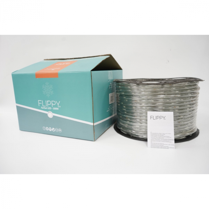 Lichidare Instalatie Craciun, 50 m, 1200 Led-uri, Furtun Luminos, Alb rece, Transformator, Sectionabila, 220 V, Flippy [13]