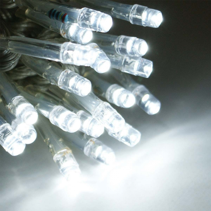 Instalatie Craciun, 50 m, 500 Led-uri ,Liniara, Alb rece, 8 jocuri de lumini, Transformator cu telecomanda, Interconectabila, Prelungitor 3 m inclus, Fir Transparent, Flippy [4]