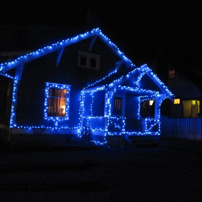 Instalatie Craciun, 55 m, 550 Led-uri ,Liniara, Albastru, 8 jocuri de lumini, Transformator cu telecomanda, Interconectabila, Prelungitor 3 m inclus, Fir Verde, Flippy [2]