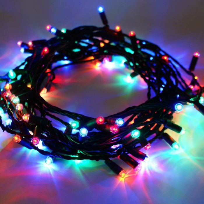 Instalatie Craciun, 55 m, 550 Led-uri ,Liniara, Multicolor, 8 jocuri de lumini, Transformator, Interconectabila, Prelungitor 3 m inclus, Fir Verde, Flippy [5]