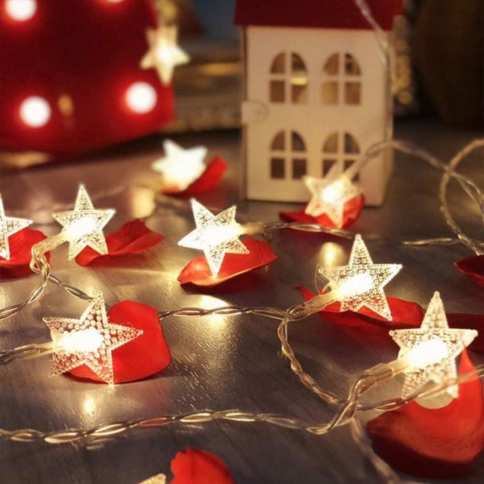 Instalatie Craciun, 6 metri, 40 LED-uri cu Ornament tip Stea, Alb Cald, telecomanda 8 functii, USB, fir cupru, liniar, interior/exterior, Flippy [5]