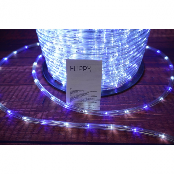 Instalatie Craciun, 68 m, 1632 Led-uri, Furtun Luminos, Alb rece/ Albastru, Transformator, 8 jocuri de lumini, Sectionabila, 220 V, Flippy [8]
