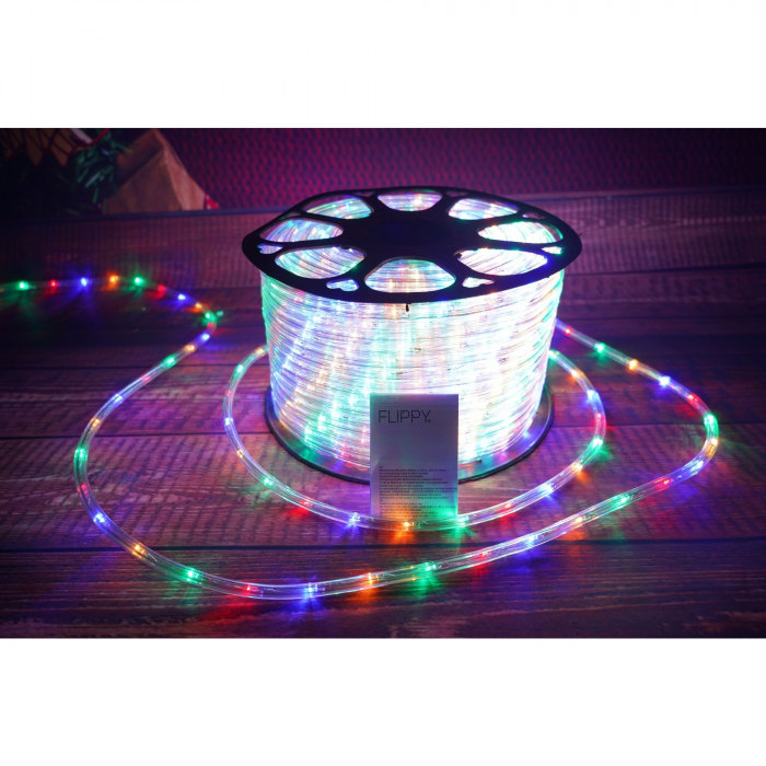 Instalatie Craciun, 68 m, 1632 Led-uri, Furtun Luminos, Multicolor, Transformator, 8 jocuri de lumini, Sectionabila, 220 V, Flippy [3]