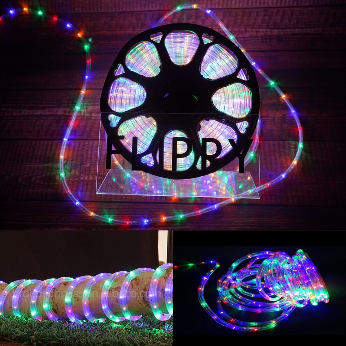 Instalatie Craciun, 80 m, 1920 Led-uri, Furtun Luminos, Multicolor, Transformator, Sectionabila, 220 V, Flippy [15]