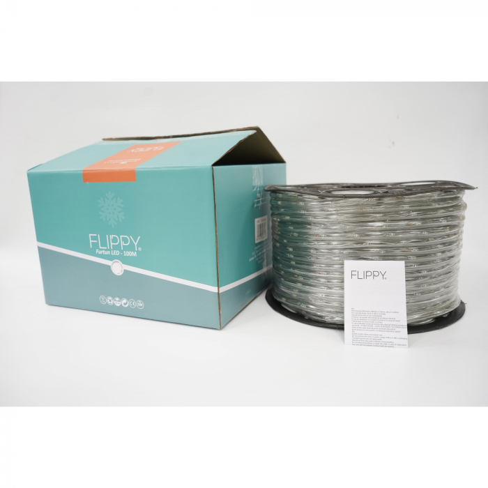 Instalatie Craciun, 92 m, 2208 Led-uri, Furtun Luminos, Alb rece, Transformator, Sectionabila, 220 V, Flippy [5]