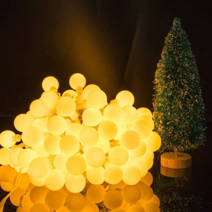 Instalatie Craciun, Flippy, 6 m, 50 de LED-uri, Model cu Bilute, Tip Liniara, cu Baterie, Interior/Exterior, Alb Cald [3]