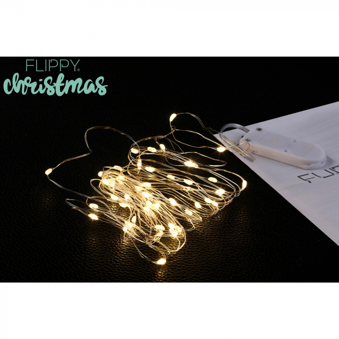 Instalatie Craciun, Liniara, 1 m, Baterii, 10 LED-uri, Alb Cald, Fir Cupru, Interior/Exterior, Flippy [7]