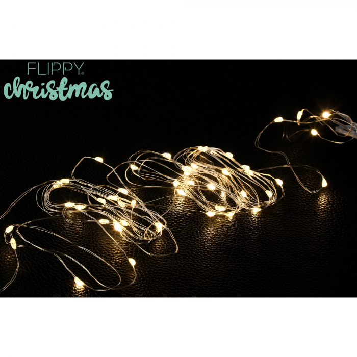 Instalatie Craciun, Liniara, 1 m, Baterii, 10 LED-uri, Alb Cald, Fir Cupru, Interior/Exterior, Flippy [6]