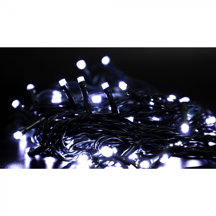Instalatie Craciun liniara, cu transformator 31V, 10m, Alb Rece, 100 LED-uri V5, 8 jocuri de lumini, Fir verde, Flippy [5]