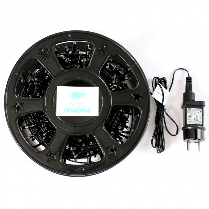 Instalatie Craciun liniara, fir negru, cu transformator, 50m, alb cald, 500 LED-uri V5, 8 jocuri de lumini, Flippy [4]