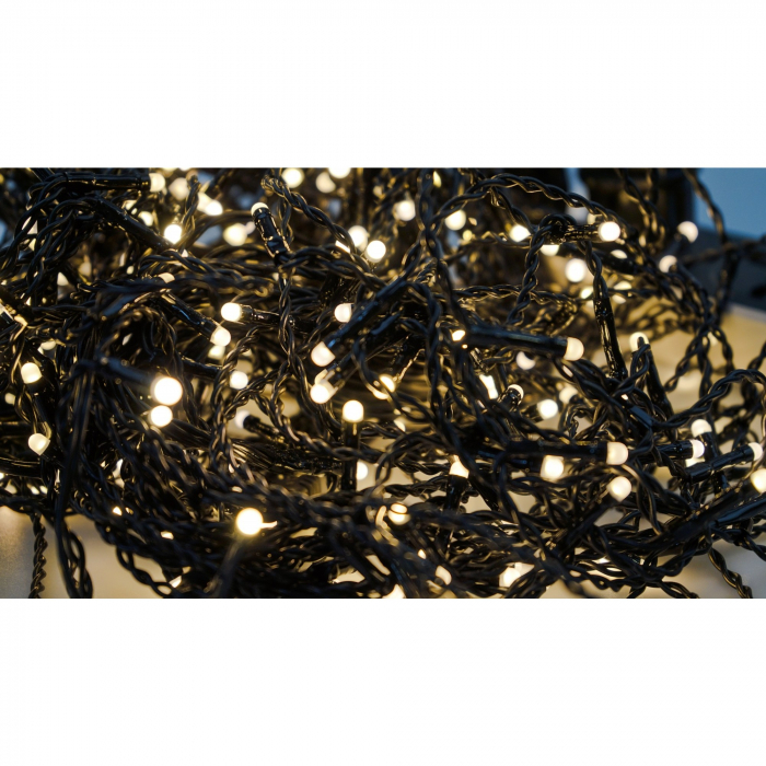 Instalatie Craciun Profesionala de Exterior IP65, 220 m, 5280 Led-uri Mari ,Franjuri, Alb cald, Flash, Alimentator, Interconectabila, Prelungitor 6.5 m inclus, Fir Negru Cauciucat, 220v, Flippy [4]