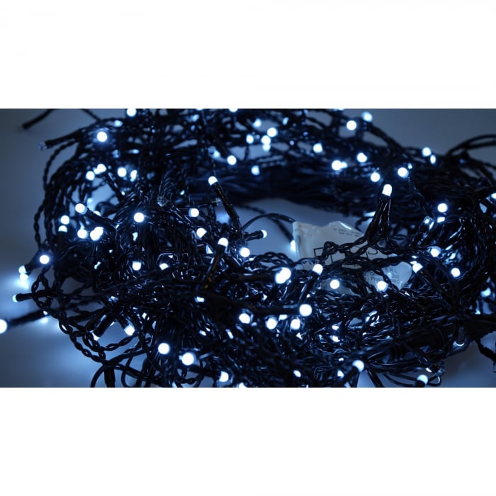 Lichidare Instalatie Craciun Profesionala de Exterior IP65, 25 m, 600 Led-uri Mari ,Franjuri, Alb rece, Flash, Alimentator, Interconectabila, Fir Negru Cauciucat, 220v, Flippy - Copie [3]