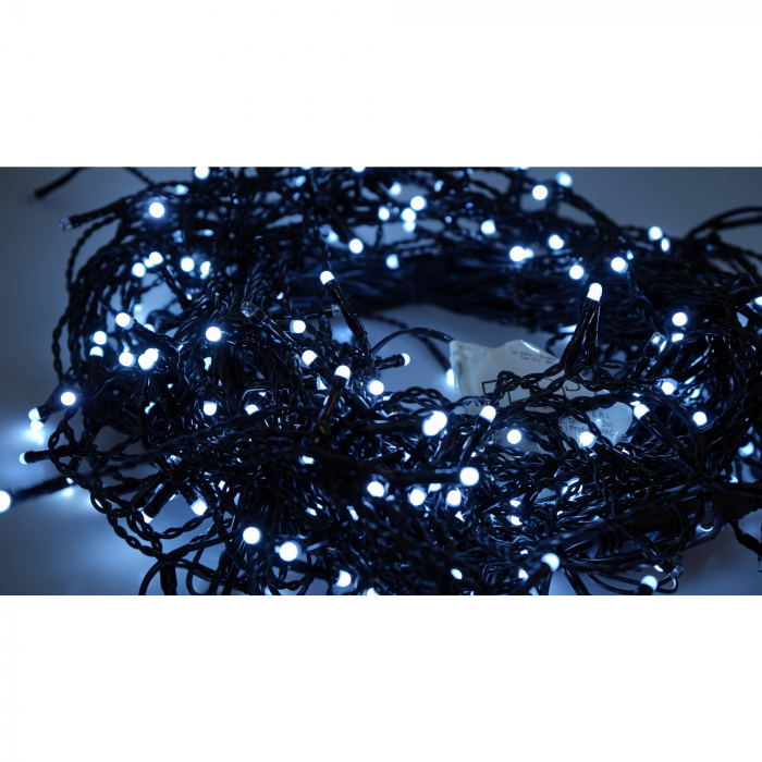 Instalatie Craciun Profesionala de Exterior IP65, 30 m, 720 Led-uri Mari ,Franjuri, Alb rece, Flash, Alimentator, Interconectabila, Fir Negru Cauciucat, 220v, Flippy [3]