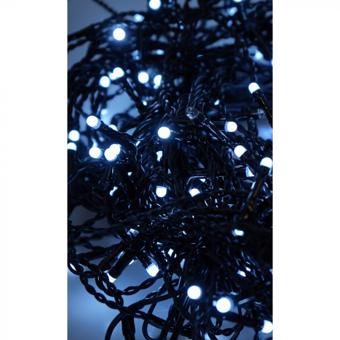 Instalatie Craciun Profesionala de Exterior IP65, 30 m, 720 Led-uri Mari ,Franjuri, Alb rece, Flash, Alimentator, Interconectabila, Fir Negru Cauciucat, 220v, Flippy [4]