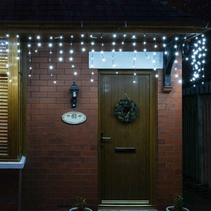Instalatie Craciun Profesionala de Exterior IP65, 30 m, 720 Led-uri Mari ,Franjuri, Alb rece, Flash, Alimentator, Interconectabila, Prelungitor 6.5 m inclus, Fir Negru Cauciucat, 220v, Flippy [12]