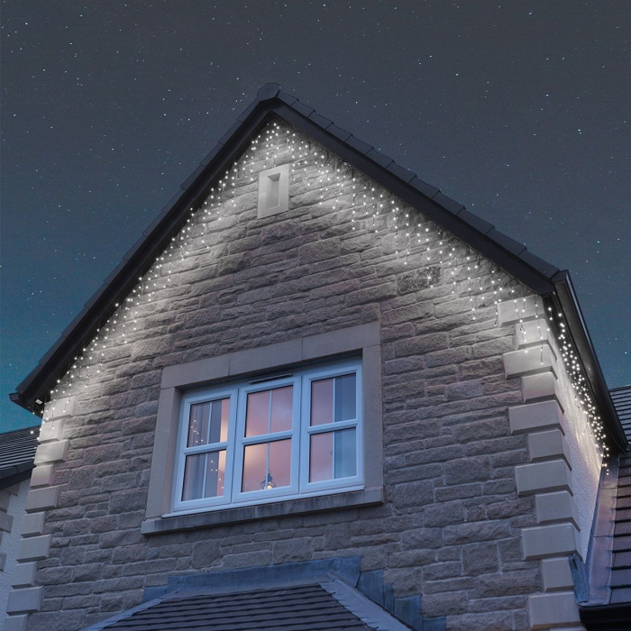 Instalatie Craciun Profesionala de Exterior IP65, 30 m, 720 Led-uri Mari ,Franjuri, Alb rece, Flash, Alimentator, Interconectabila, Prelungitor 6.5 m inclus, Fir Negru Cauciucat, 220v, Flippy [6]