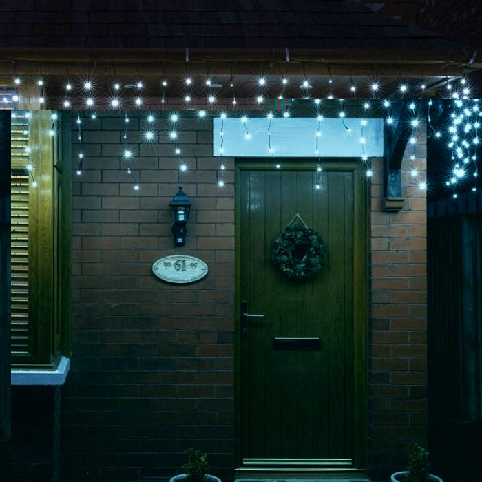 Instalatie Craciun Profesionala de Exterior IP65, 65 m, 1560 Led-uri Mari ,Franjuri, Alb rece, Flash, Alimentator, Interconectabila, Fir Negru Cauciucat, 220v, Flippy [9]