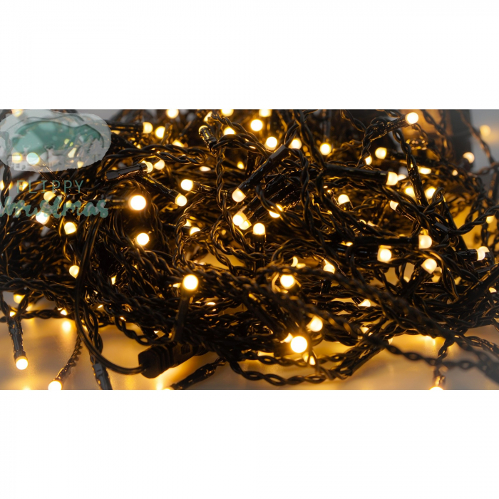 Instalatie Craciun Profesionala de Exterior IP65, 90 m, 2160 Led-uri Mari ,Franjuri, Alb cald, Flash, Alimentator de 1.5m, Interconectabila, Fir Negru Cauciucat, 220v, Flippy [2]