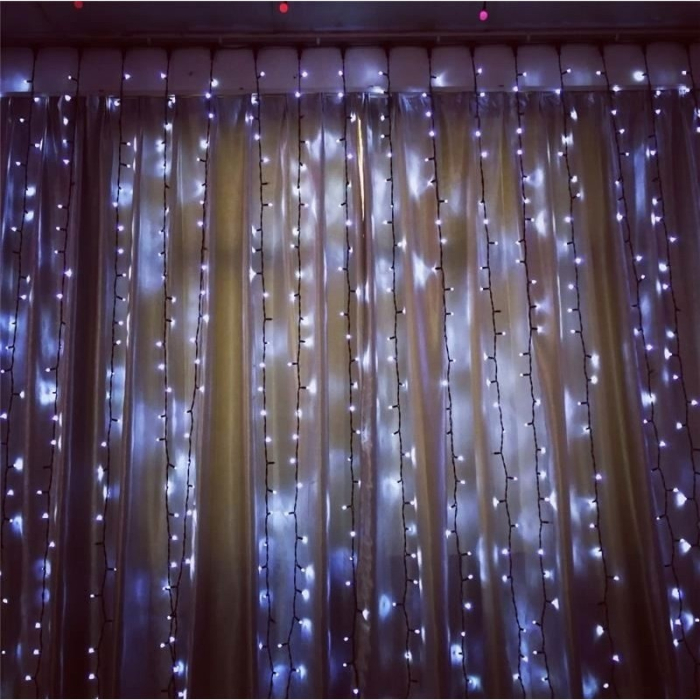 Instalatie Craciun Profesionala de Exterior IP65, Tip Perdea, 10m x 5m, 5000 Led-uri Mari, Alb rece, cu flash, Alimentator si prelungitor 6,5 m, Interconectabila, Fir negru, Flippy [4]